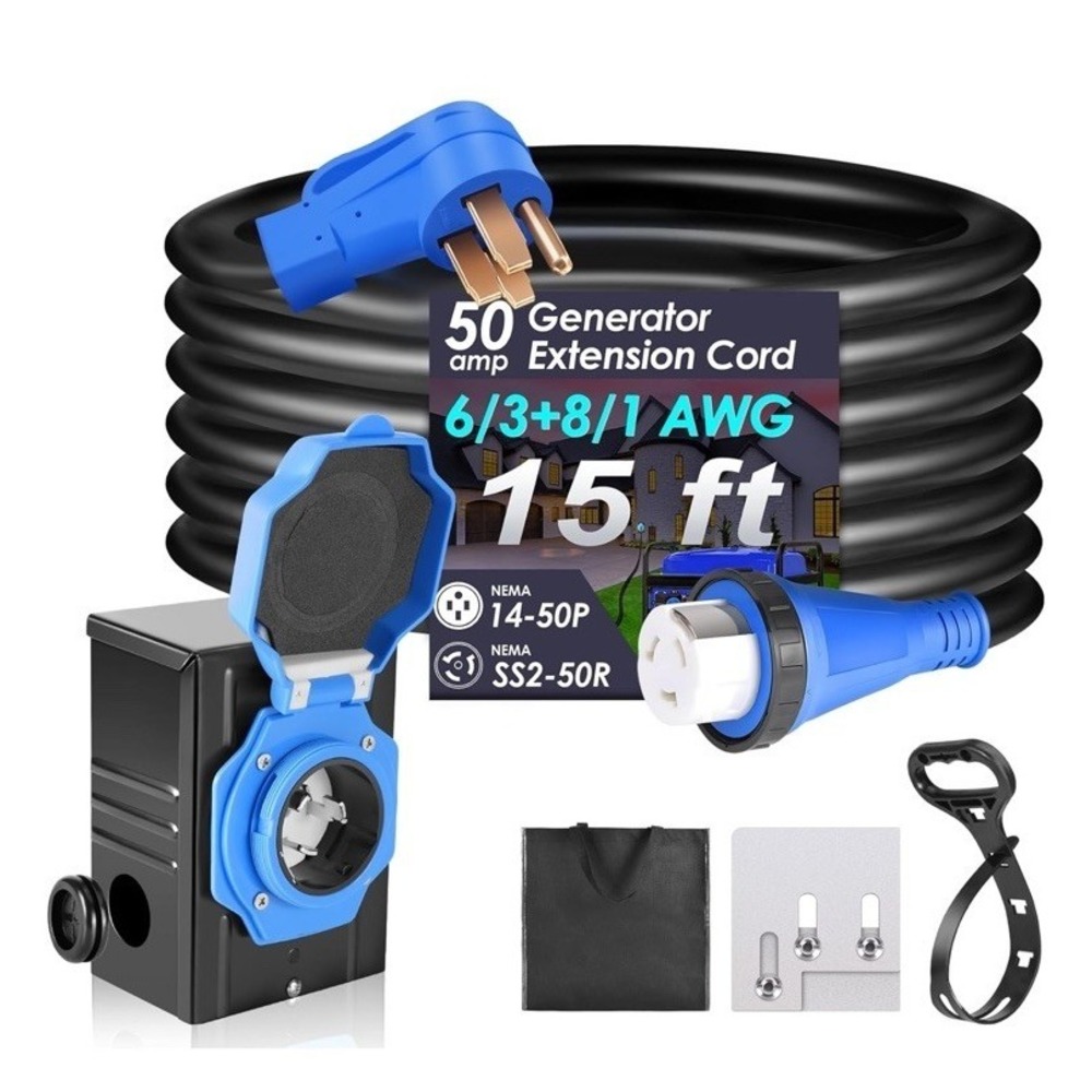Seeutek 50 Amp Generator Cord 4 Prong 15 FT Generator Extension Cord with Pr NEW